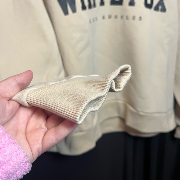 Cream Mock Turtle Quarter-Zip Women's Pullover Sweatshirt - Picture 9 of 9